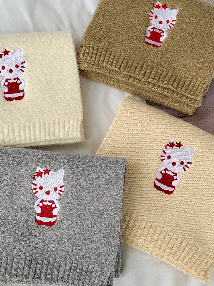 

Милый мультяшный шарф Hellokitty Sanrio с вышивкой женский зимний студенческий теплый корейский вариант сто с шарфом