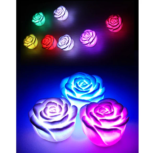 

7 Colors Changing LED Lamp Romantic Simulation Rose Flower Night Light Festival Wedding Celebration Decoration