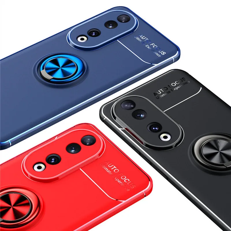 For Honor 90 Case For Honor 90 5G Cover 6.7 inch Silicone Metal Ring Stand Shockproof Protective Bumper For Honor 90 Pro Fundas