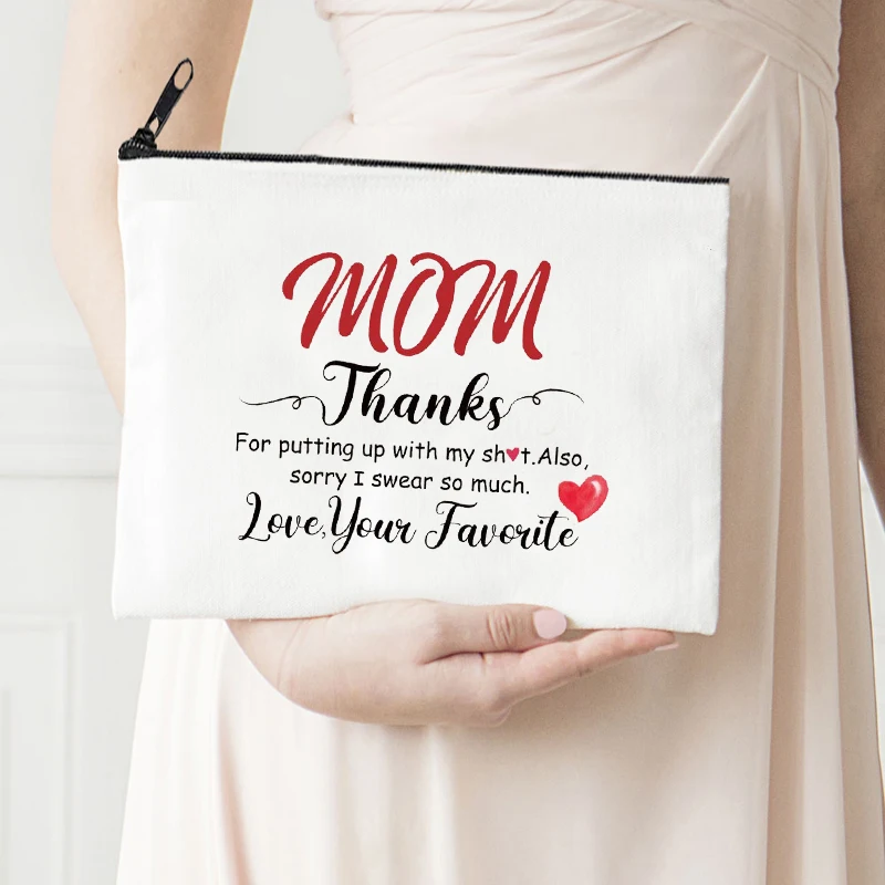 

Косметичка с надписью Mom Love You, цветочные косметички, сумки для макияжа, органайзер для туалетных принадлежностей, дамская сумочка для губно...