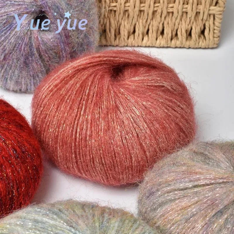 Вязаная крючком мохеровая пряжа 25 г цвет в ассортименте