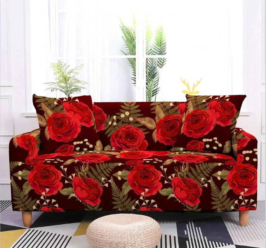 

Rose Print Corner Sofa Covers Floral Series Anti-dirty Sofa Chaise Cover Lounge Living Room Furniture Protector Home Decor