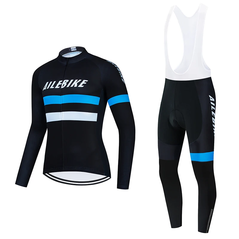 

2021 AILEBIKE bicycle breathable thin long-sleeved cycling jersey strap suit mountain bike road bike long-sleeved cycling jersey