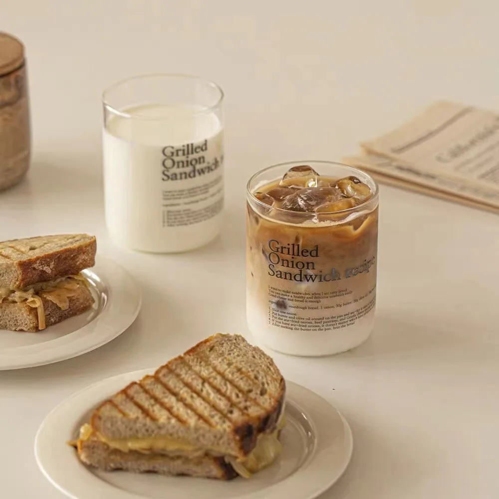 

Корейский стиль Instagram, стеклянная кофейная чашка большой емкости с буквами для завтрака, молока, боросиликатное Термостойкое стекло