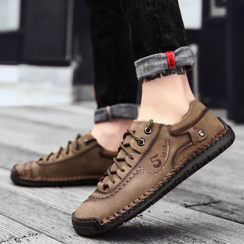 

Outdoor Shoes Men Comfortable High Quality Fashion Soft Classic Ankle Anti Slip Flats Shoe Man Moccasins Leather Casual Shoes