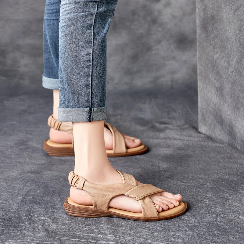 

2cm New Hollow Women Moccasins Designer Platform Wedge Summer Loafer Authentic Genuine Leather Shoes Elastic Band Sandal Comfy