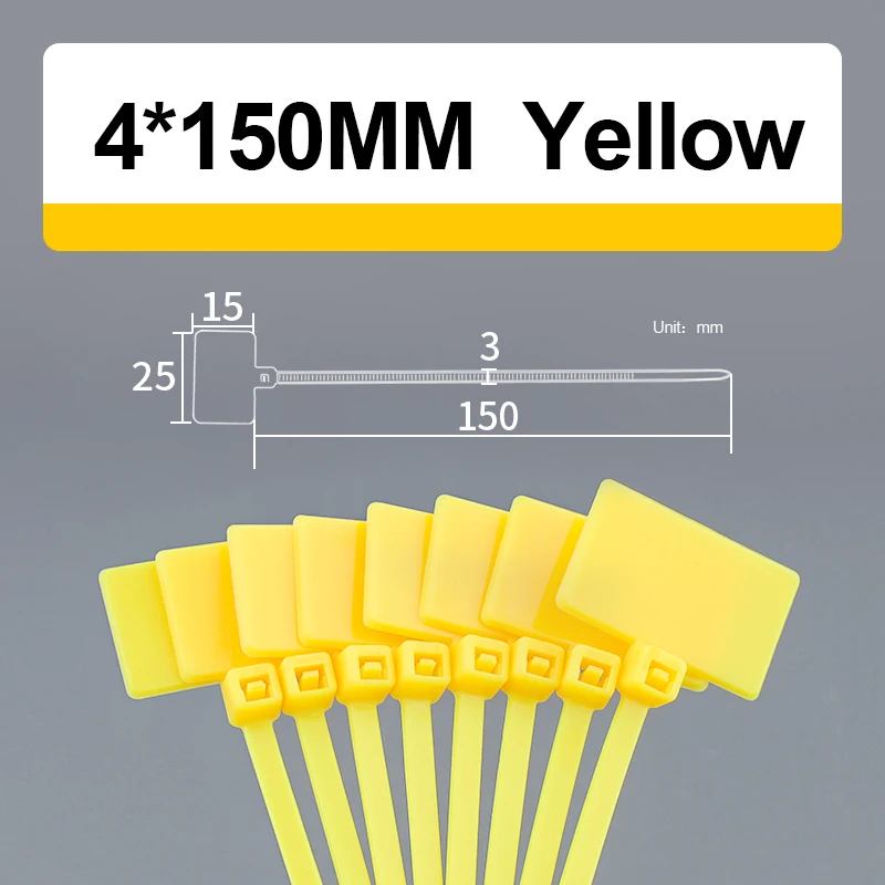 

100 шт., пластиковые нейлоновые метки для кабельных стяжек, 4 х150 мм