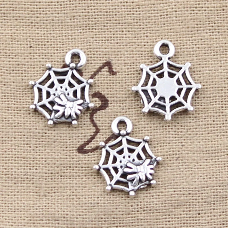

30pcs Charms Spider Halloween 17x14mm Antique Silver Color Pendants DIY Necklace Crafts Making Findings Handmade Tibetan Jewelry