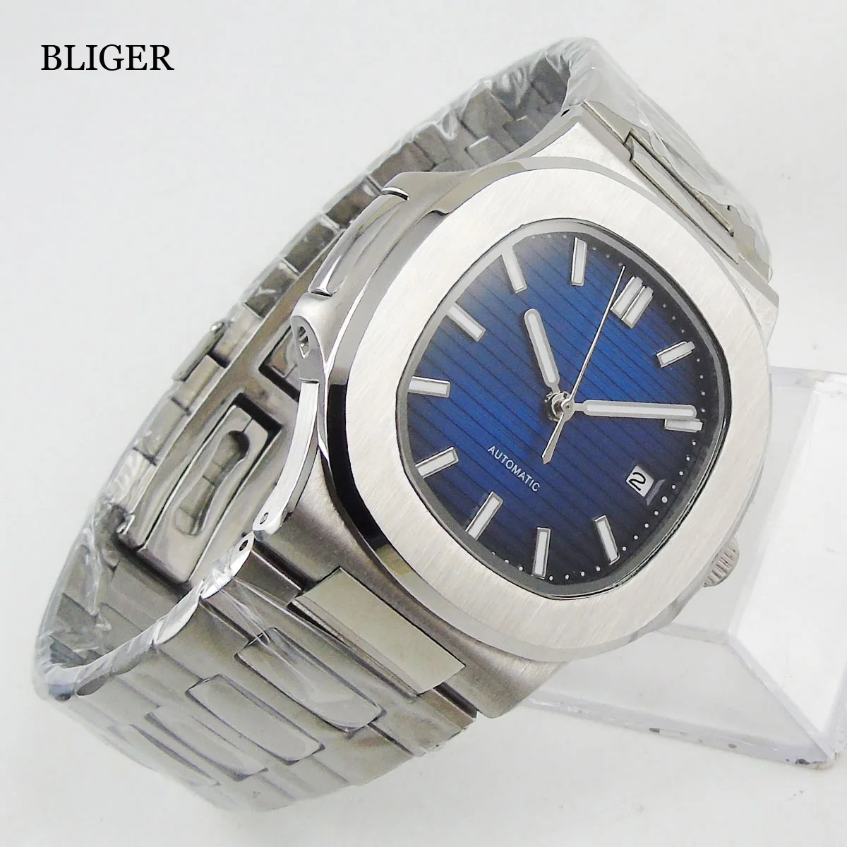 Купить Квадратное мужское платье BLIGER 40 мм NH35 PT5000, Механическая Мужская фотография 8215, движущийся мужской Т-образный стальной отвертка, корона, стек...