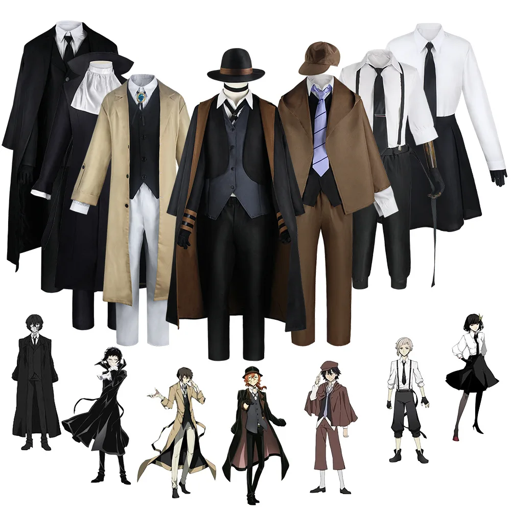 

Bungo Stray Dogs Nakahara Chuya Dazai Osamu Akiko Yosano Akutagawa Ryunosuke Edogawa Rampo Nakajima Town Costume cosplay sets