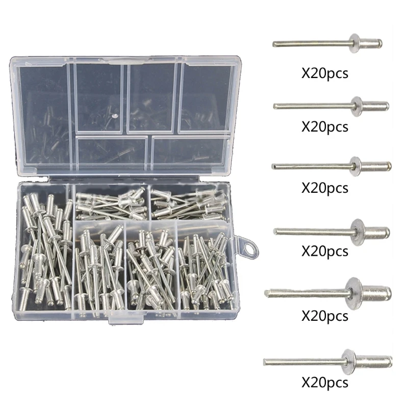 

120pcs Folding Blind Rivet Aluminum-Alloy Rivet Fold Type 3.2-4mm 3.2-4.8mm 2.4-4.8mm Steel Shank-Mandrel Exhaust Rivets