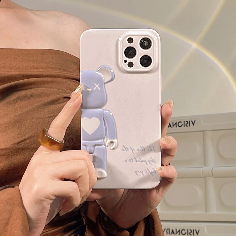 

Роскошный Ретро чехол для телефона с японским любовным сердцем и сильным медведем для iPhone 11 12 13 Pro Xs Max X Xr 7 8 Puls противоударный мягкий IMD чехол