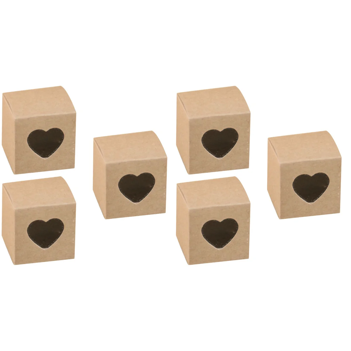 

100 Pcs Square Kraft Paper Candy PVC Transparent Heart-shaped Window Cupcake Favor Wedding Party Accessories (Kraft Color)