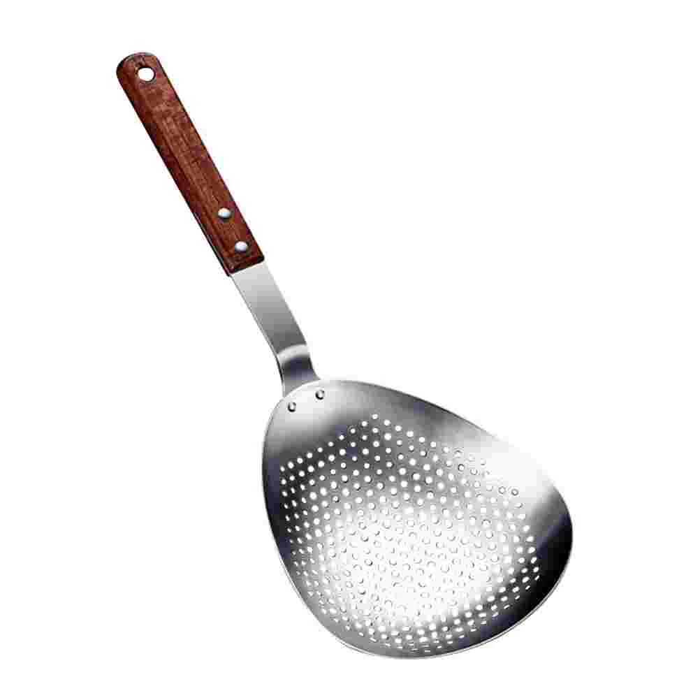 

Skimmer Spoon Strainer Slotted Handle Wooden Ladle Scoop Stainless Pasta Kitchen Spatula Steelcooking Colanderfrying Drain Hot