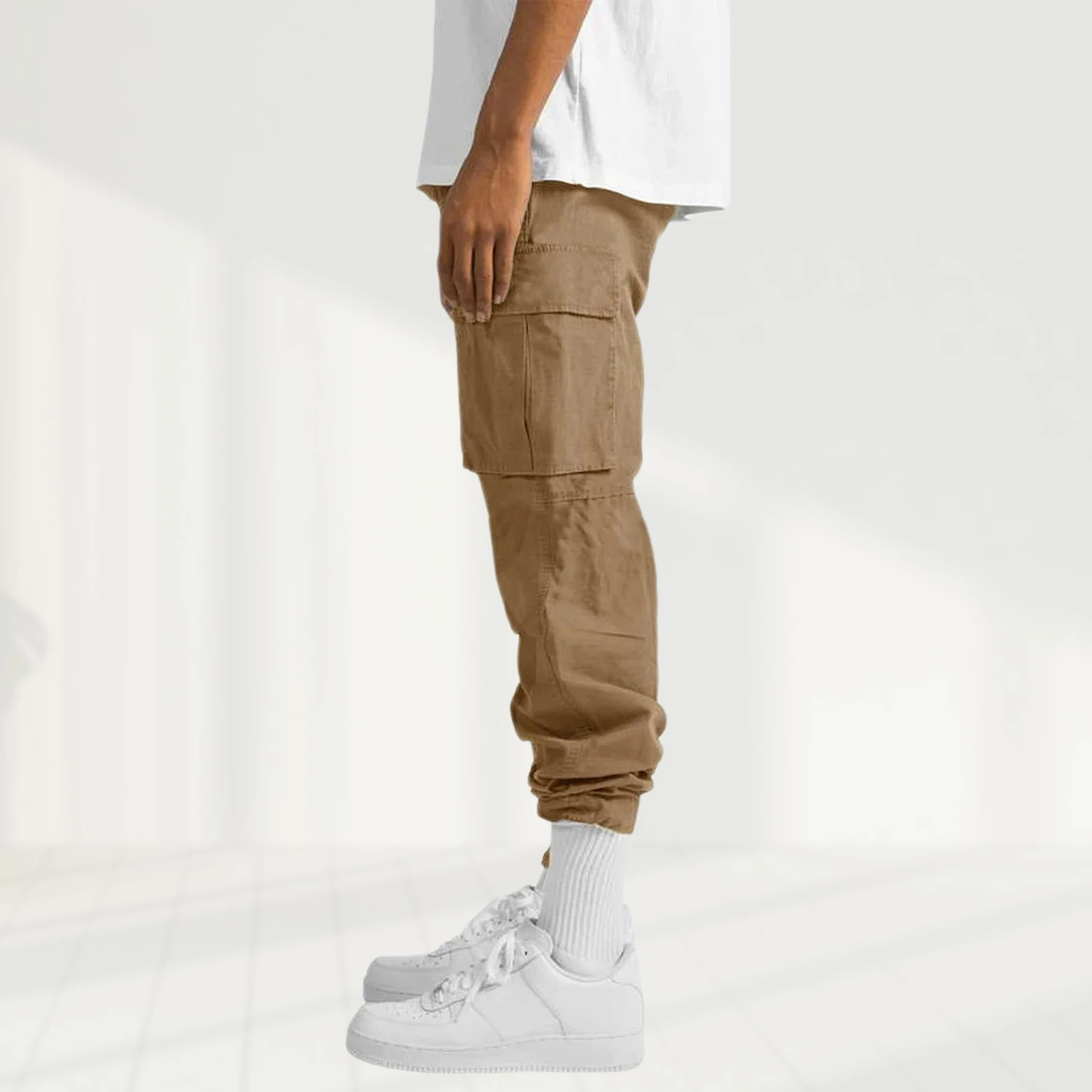 

Straight Leg Pants Solid Color Gentleman Khaki Trousers Loose Fit Male Vintage Y2K Style Multiple Pockets Streetwear Suit
