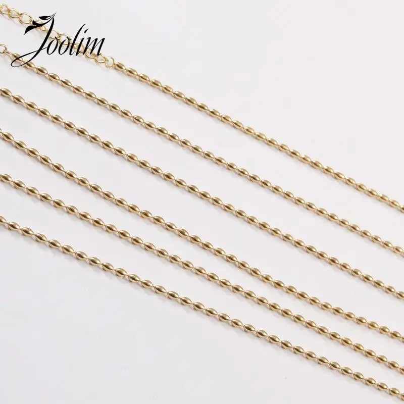 

Joolim Jewelry Wholesale No Fade Delicate Rice Olive Bead Basic Chain Stainless Steel Bracelet Trend For Women