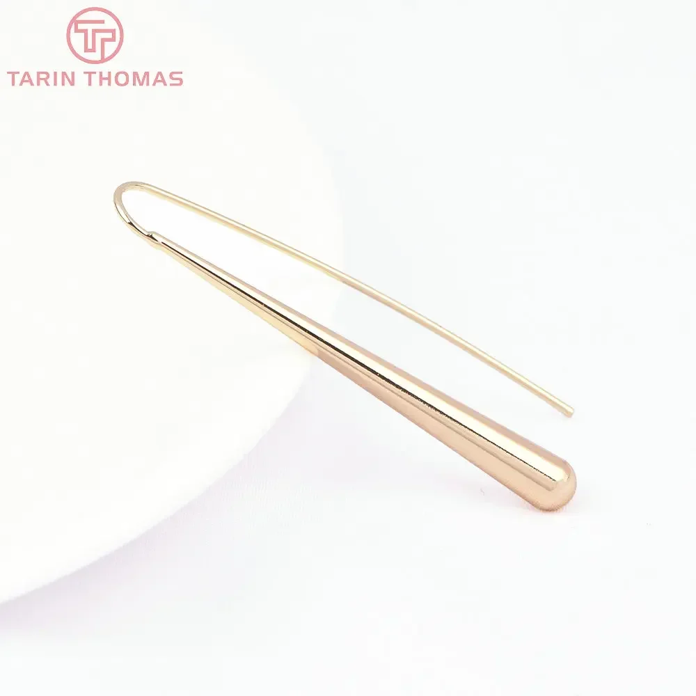 (8367) 4 шт. 5 5x53 мм 24-каратного золота латунные длинные серьги-капельки крючок