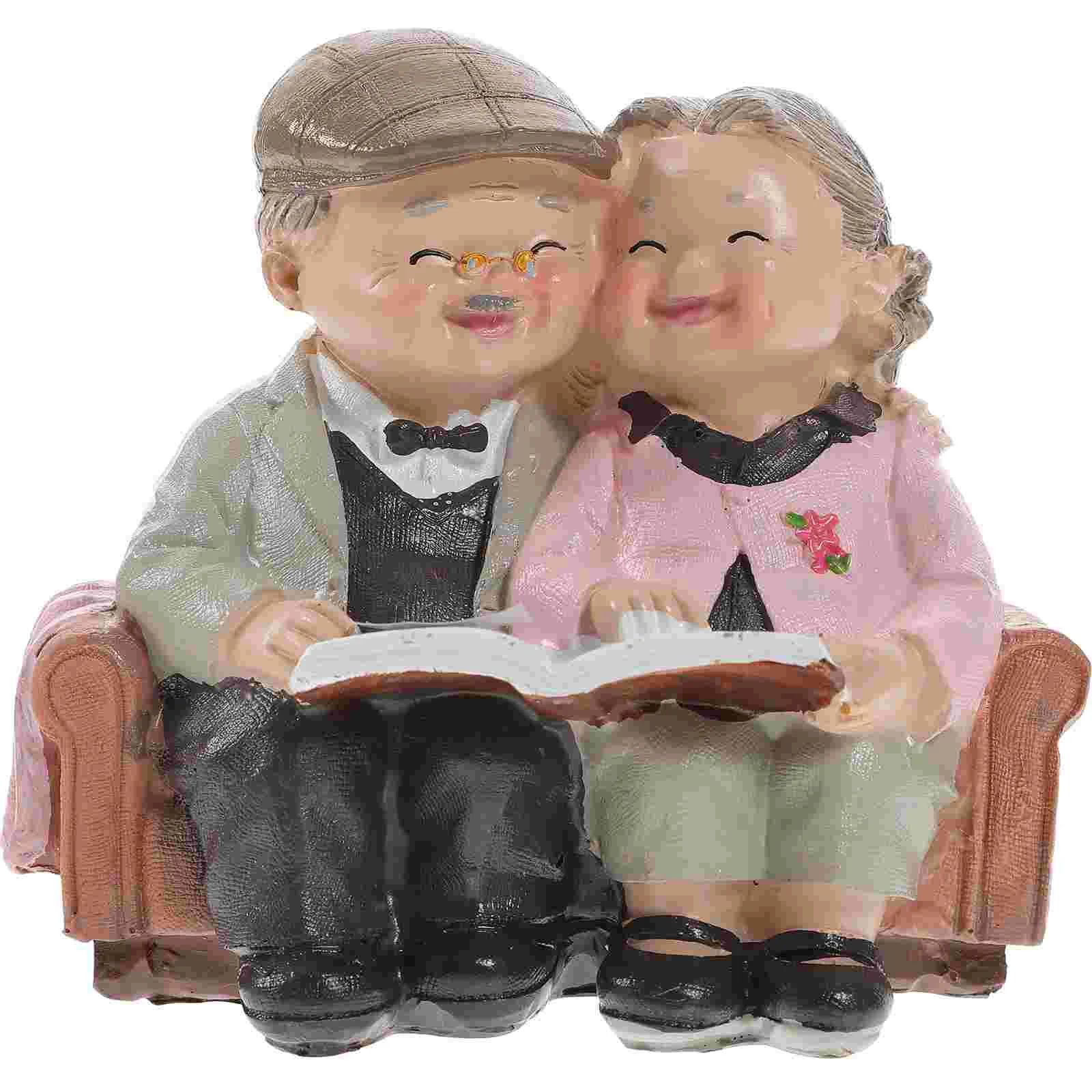 

Couple Cake Figurines Grandparents Topper Elderly Figurine Grandpa Grandma Statue Loving Wedding Anniversary Old Figure Figures