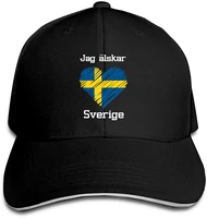 i love sweden trucker baseball cap adjustable peaked sandwich hat
