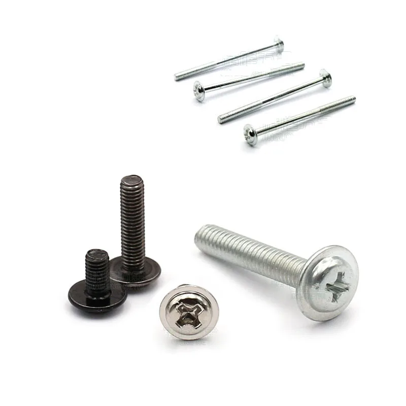 100 шт. оцинкованная/никелевая сталь M3 Phillips, крестовая круглая головка с шайбой, детали для винтов L = 7/9/10/12/14/48 мм