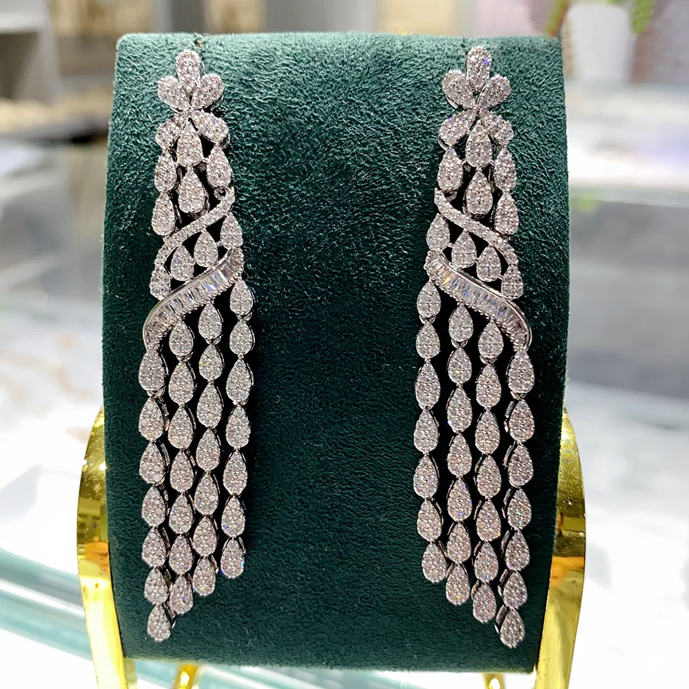 Женские длинные серьги-подвески GODKI модные роскошные серьги с кубическим