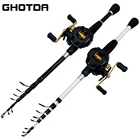 Спиннинговаякастинговая телескопическая Рыболовная катушка Ghotda с ЧПУ грузоподъемностью 1,6 м, 1,8 м, 2,1 м, 2,4 м