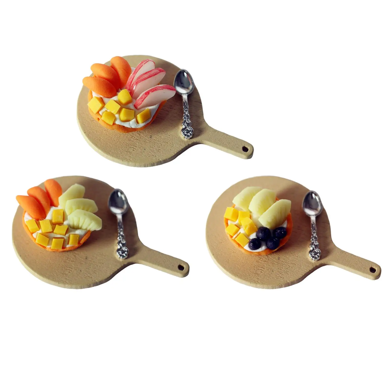 

Mini 1:12 Dollhouse Food Set Handcrafted Kitchen Accessories Spoon Assorted Fruit Pie for Toddlers Pretend Play Diorama Kids