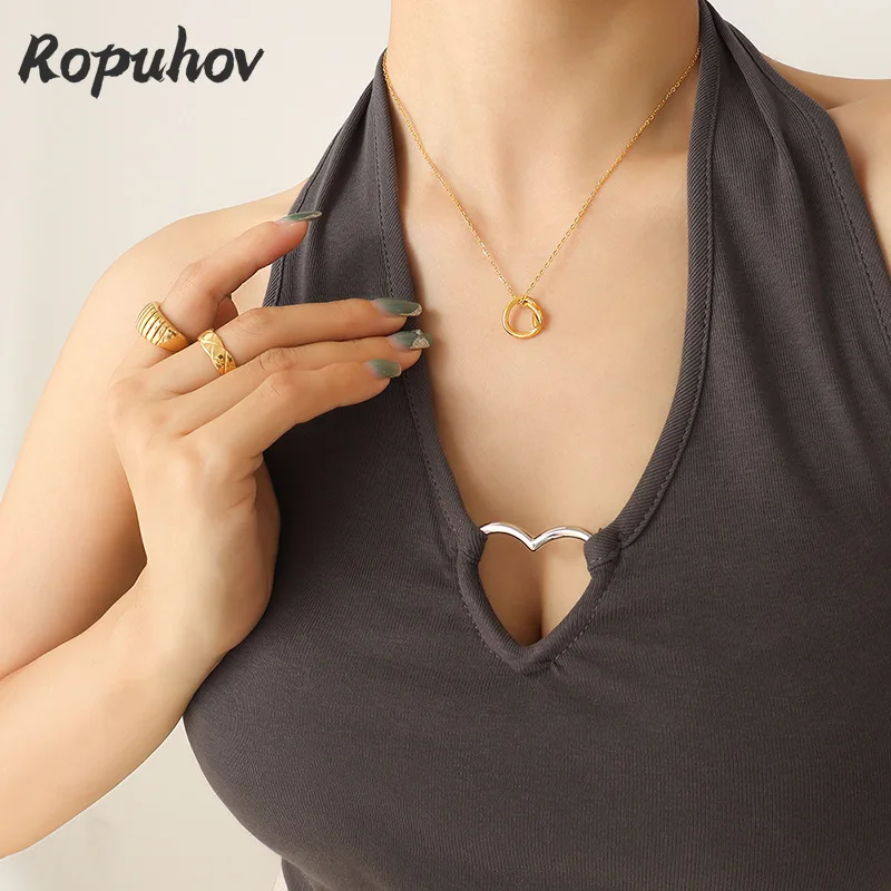 Ropuhov женские новые базовые повседневные аксессуары с узелком подвеска дизайн ожерелье из титановой стали Цепь до ключиц ветер