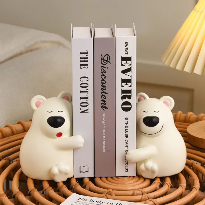 

Cute Decorative Bookends Kids Gift Animal Figurines Resin Hugging Bear Statue for School Library Bookcase Tabletop Cafe Office