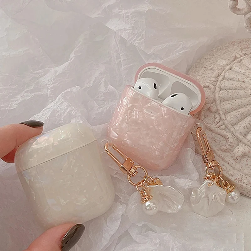 Фото Защитный чехол для Bluetooth-гарнитуры Dreamy Pearl Shell, мягкий чехол с брелком для AirPods 4 3 2 1, чехол для беспроводных наушников №2