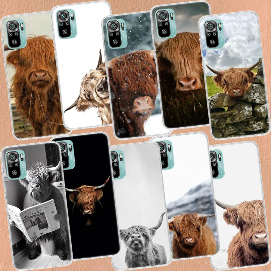 Милый чехол для телефона Highland Cow Xiaomi Poco X3 F6 X4 F4 GT M3 M4 M5 M5S X5 X6 Pro 5G F5 F3 F2 F1 Mi Note 10 Lite