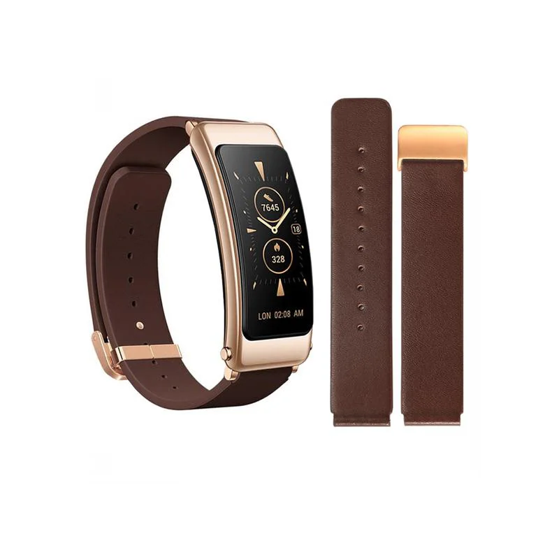 

YOPO Substitute HUAWEI B3 B6 Genuine Leather Watchband Sports Intelligent Business B5 Mocha Brown Folding Buckle Bracelet