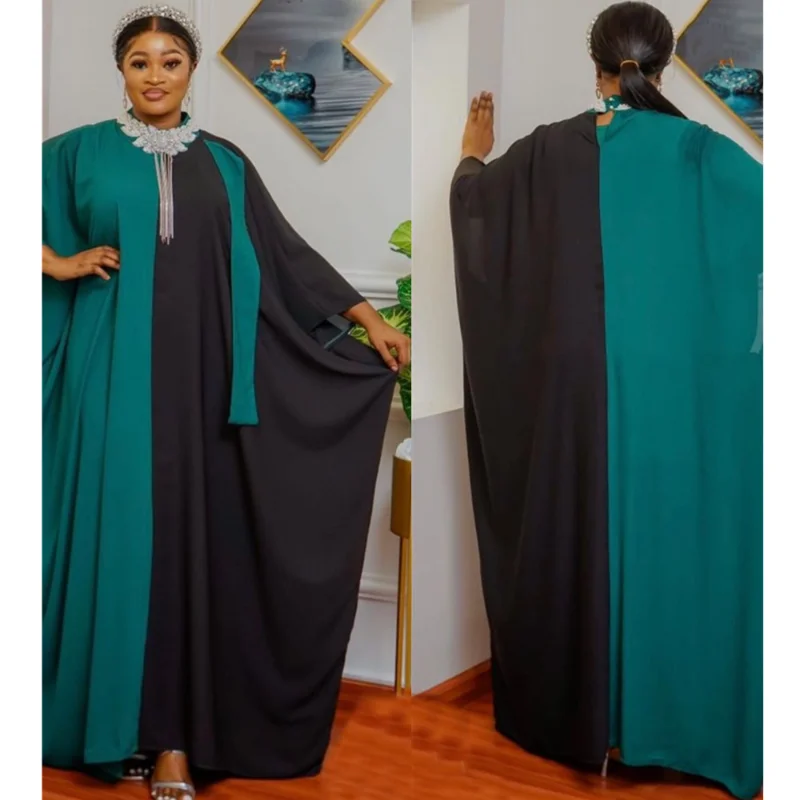 

Женское платье в африканском стиле, шифоновый Boubou, Анкара, Дашики, комплект из 2 предметов, наряды, Дубай, кафтан, абайя, женский халат в марокканском стиле