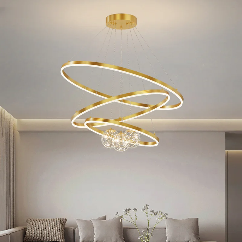 

LED Modern Luxury Rings Chandelier Lights For Living Room Dining Room Kitchen Bedroom Round Shape Lighting Fixtures Indoor