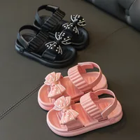Girls Sandals Beach Shoes 2-6 Years Old Children Non-slip Soft Bottom Breathable Bow Tie Sweet Summer Sandals Girls Shoes