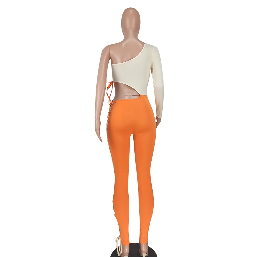 New Sexy Solid Tight Hallow Out Jumpsuit 2022 Summer Women Outdoor Club Outfits