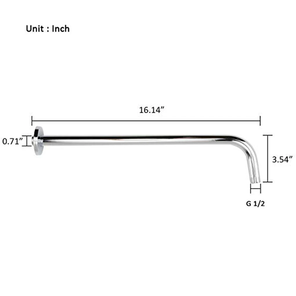 

40cm Stainless Steel Shower Arm Extension Rainfall Shower Head Holder 90 Wall Bathroom Hardware Mounted Tube Bath Accessories