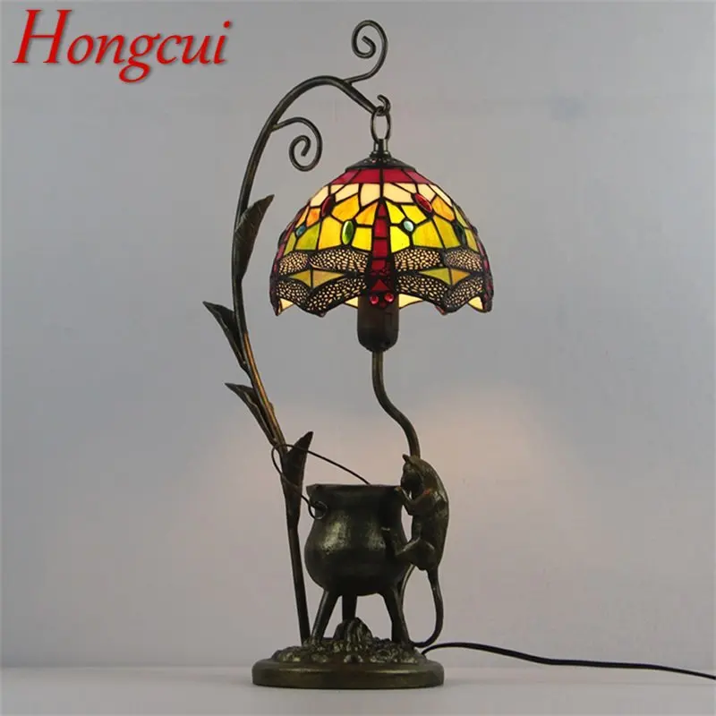 

Hongcui Tiffany Glass Table Lamp LED Modern Creative Design Novelty Desk Light For Decor Home Living Room Hotel Bedside