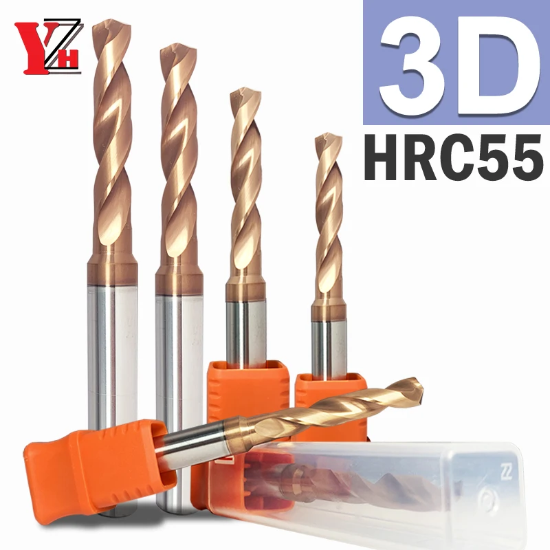 

YZH 3D HRC55 Твердосплавное спиральное сверло D1-D20 с внешним охлаждением, твердая вольфрамовая сталь с ЧПУ для твердого металлического сплава, нержавеющий инструмент