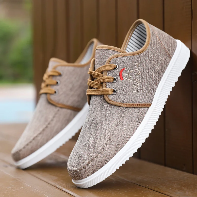 Мужские парусиновые туфли универсальные дышащие повседневная обувь для