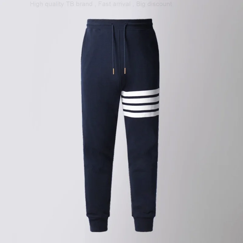 

THOM Men's Sweatpants TB Cotton 4-Bar Stripes Pants Running Pants Lounge Loose Fit Drawstring Waist with Side Pockets Trousers