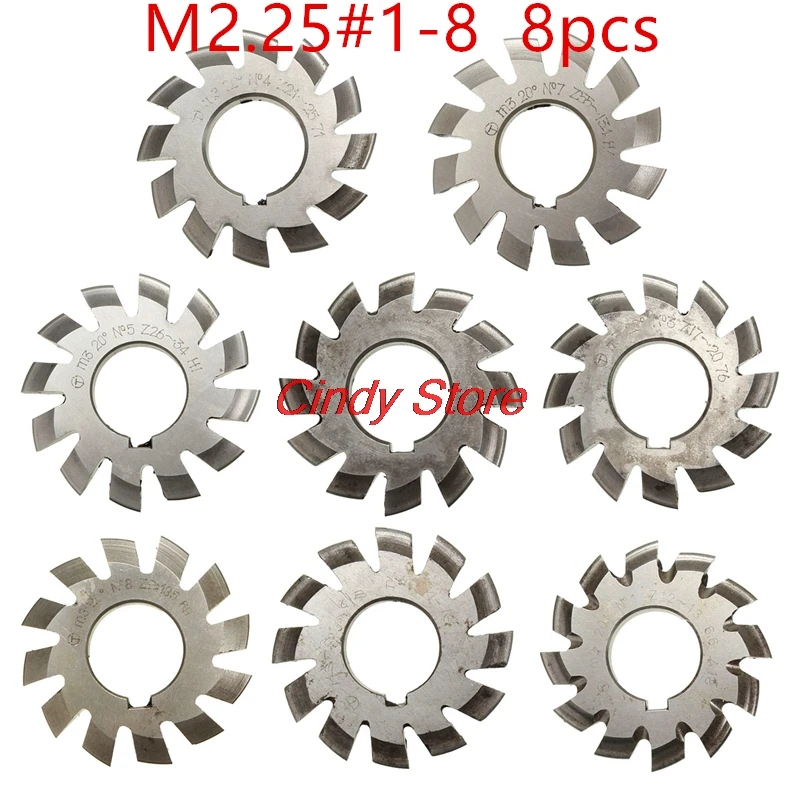 Module2.25 M2.25 PA20 Degrees Bore 22mm #1-8 HSS Involute Gear Milling Cutter High Speed Steel Milling Cutter Gear Cutting Tools
