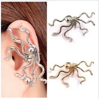 1pc retro fashion octopus ear cuff clip earrings for women men punk rock silver color animal earring non piercing party jewelry