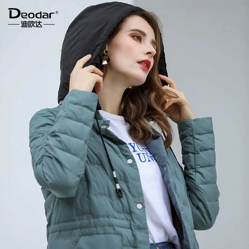 DEODAR Winter Long Women Fashion Clothes 90% Poland White Goose Down Jacket Hooded Warm Ultra Light Casual Coats for Office Lady