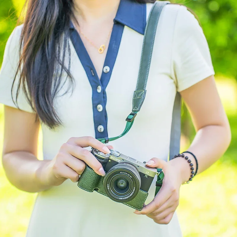 Фото Сумка для фотоаппарата из искусственной кожи для Sony A7C2, защитный чехол A7CR, кожаный чехол, аксессуары с базовым ремнем №5
