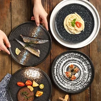 creative ceramic steak plate pasta western pizza plate simple stone pattern flat plate japanese cuisine home restaurant plate