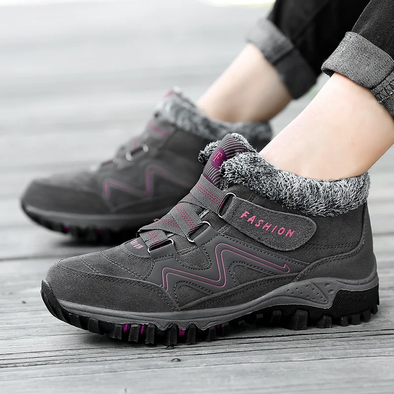 Winter Walking Shoes Men Women Sneakers Hoop Loop Cozy Shoes Anti-slip Warm Couple Footwear Size 35-45