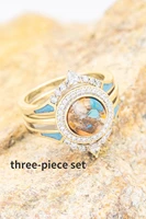 oil dripping diamond three piece ring new fashion temperament girlfriends couple set ring wedding engagement turquoise jewelry