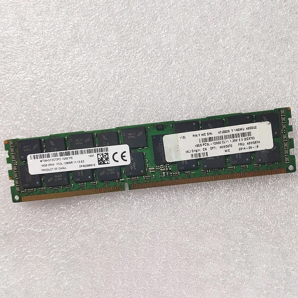 1 шт. для IBM Server Memory X3650 M3/4 X3755 M3 X3850 X5/6 X3950 X6 X3550 M2/3/4 46W0672 46W0674 46W0671 49Y1565 16G 1600 ECC REG