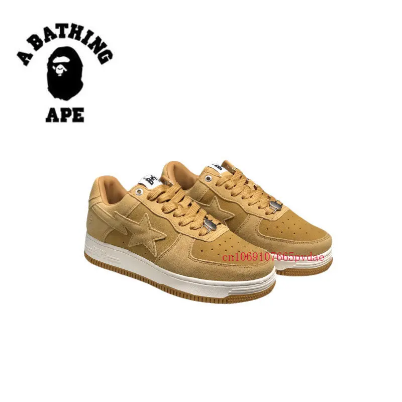 

Authentic A Bathing Ape Pro Mens Skateboarding Shoes Brown Low Cut Outdoor Walking Jogging Women Sneakers Lace Up Athletic Shoes